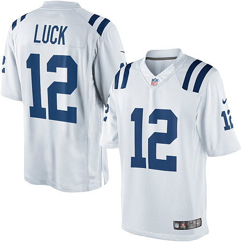 Men's Limited Andrew Luck Nike Jersey White Road - #12 NFL Indianapolis Colts